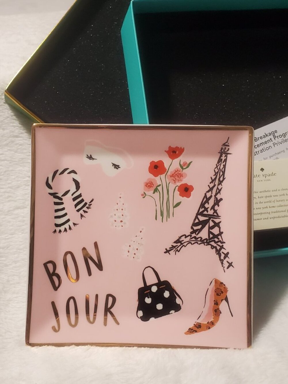 Kate spade Lenox Bon Jour 6"x6" porcelain tray Brand New!  Great Unique gift!